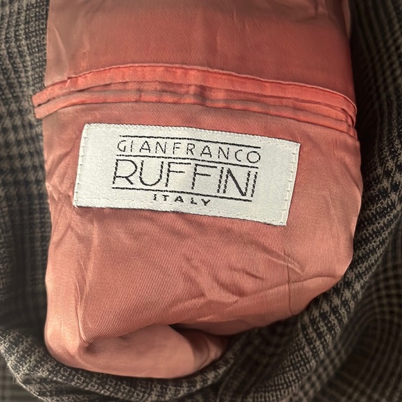 VINTAGE Gianfranco Ruffini Italy Houndstooth Plaid Wool Blazer Jacket - Picture 3 of 6